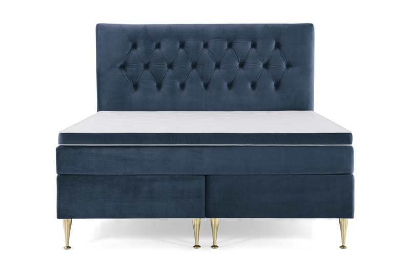 Royal Velvet Komplett Sängpaket 160x200  Mörkblå med Höga - Mörkblå med Höga Guldben - Komplett sängpaket - Kontinentalsäng - Dubbelsäng