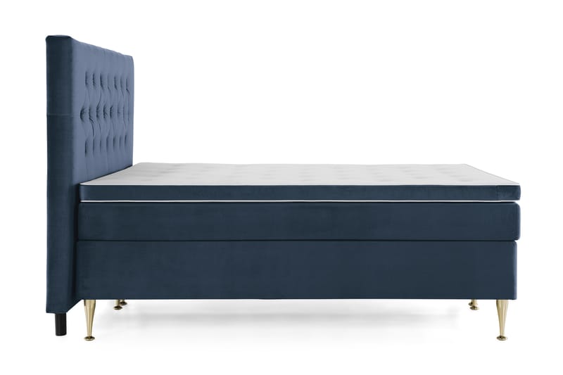 Royal Velvet Komplett Sängpaket 160x200  Mörkblå med Höga - Mörkblå med Höga Guldben - Dubbelsäng - Komplett sängpaket - Kontinentalsäng