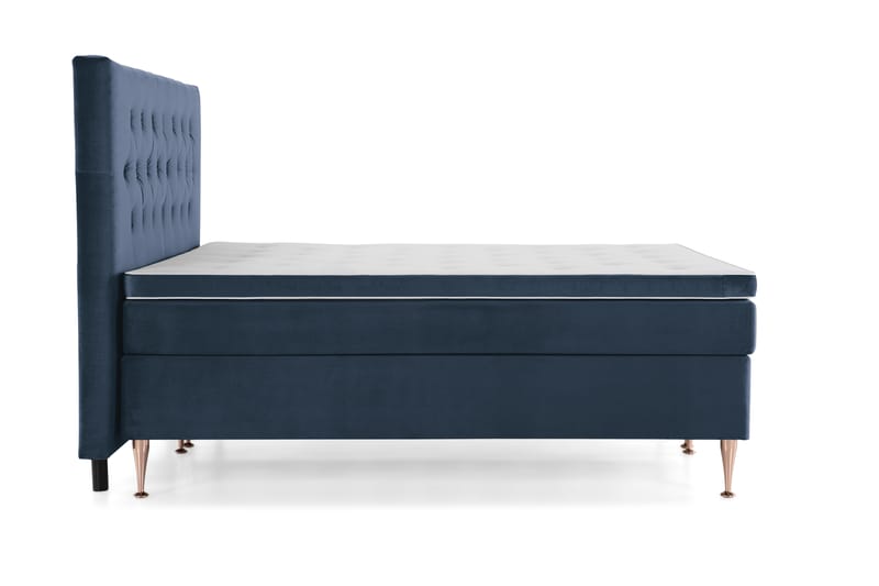Royal Velvet Komplett Sängpaket 160x200 - Mörkblå med Höga Rosében - Kontinentalsäng - Dubbelsäng