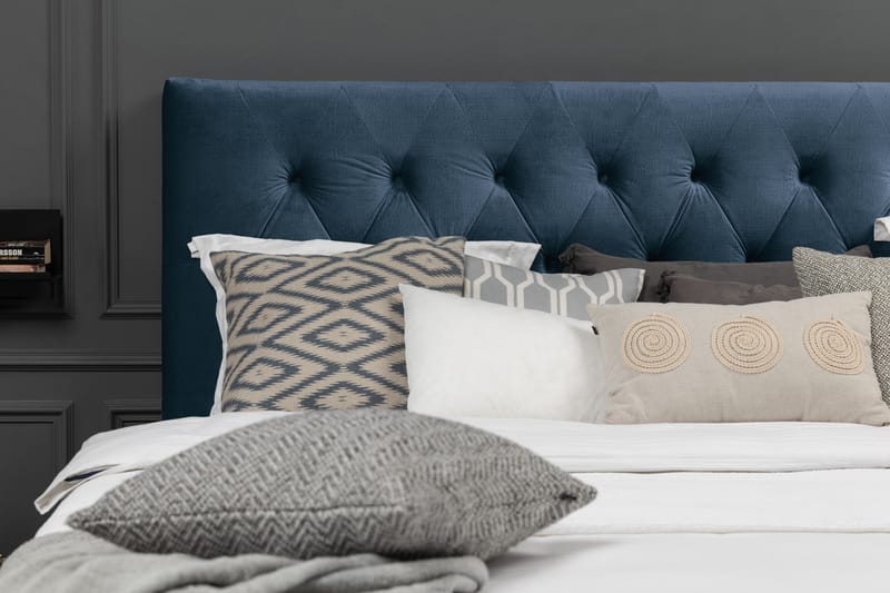 Royal Velvet Komplett Sängpaket 160x200 - Mörkblå med Höga Rosében - Komplett sängpaket - Kontinentalsäng - Dubbelsäng