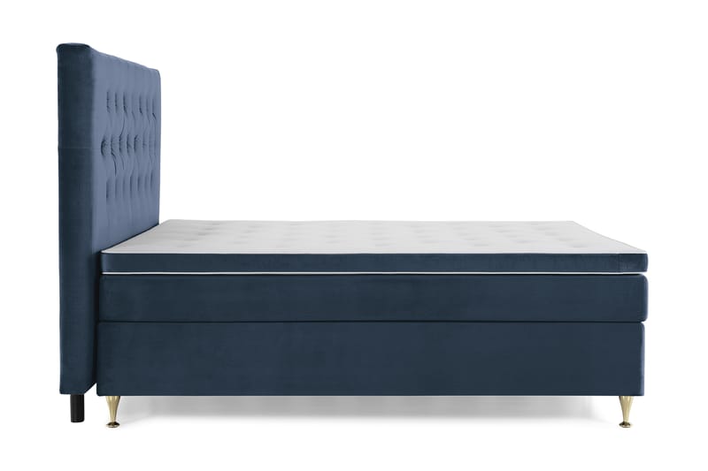 Royal Velvet Komplett Sängpaket 160x200  Mörkblå med Låga - Mörkblå med Låga Guldben - Komplett sängpaket - Kontinentalsäng - Dubbelsäng