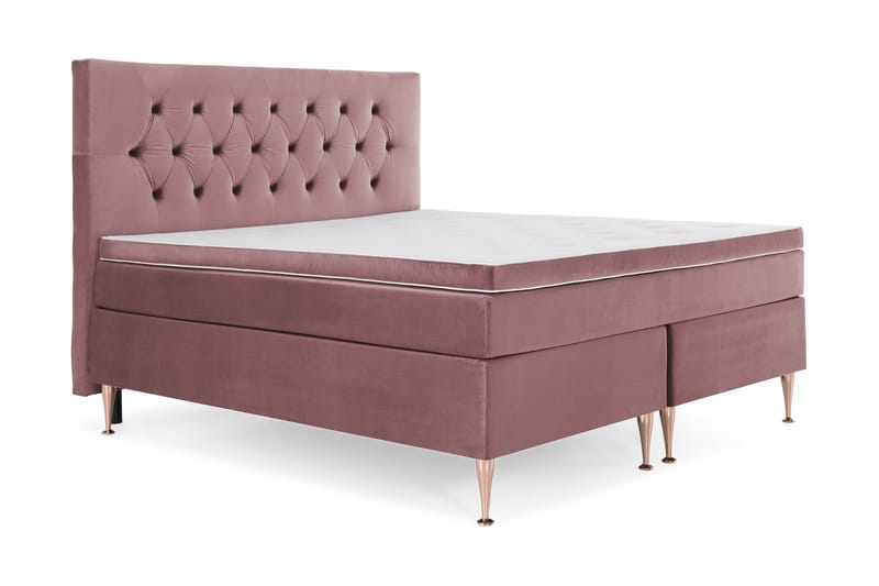 Royal Velvet Komplett Sängpaket 160x200 - Rosa med Höga Rosében - Möbler - Säng - Kontinentalsäng
