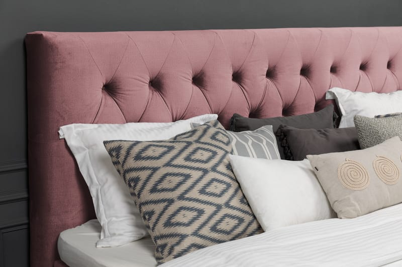 Royal Velvet Komplett Sängpaket 160x200 - Rosa med Höga Rosében - Möbler - Säng - Kontinentalsäng