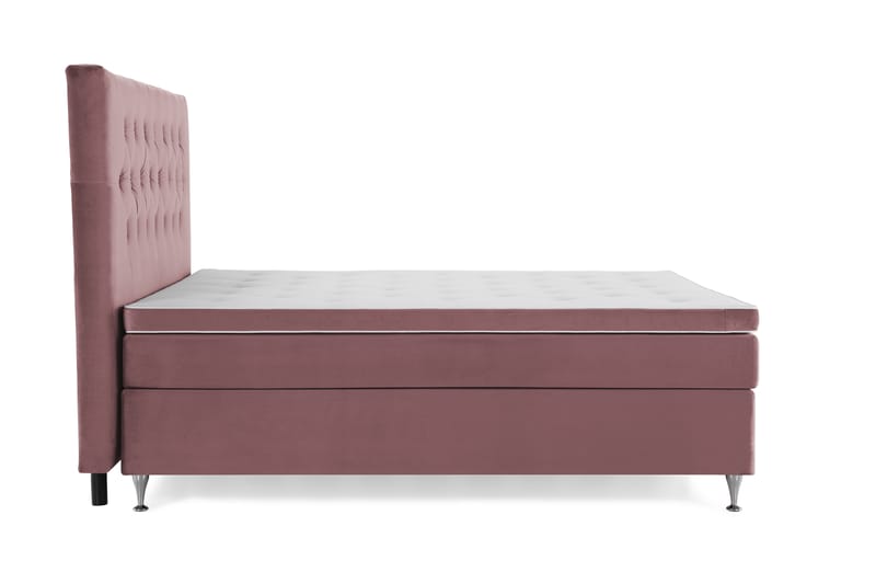 Royal Velvet Komplett Sängpaket 160x200 - Rosa med Låga Silverben - Kontinentalsäng - Dubbelsäng