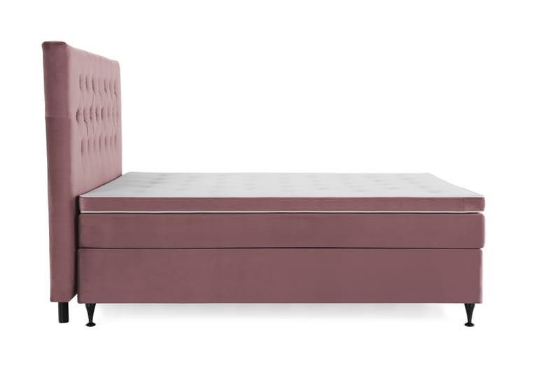Royal Velvet Komplett Sängpaket 160x200 - Rosa med Låga Svarta Ben - Kontinentalsäng - Dubbelsäng