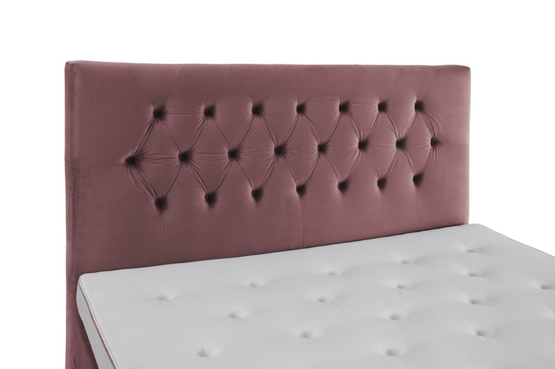 Royal Velvet Komplett Sängpaket 160x200 - Rosa med Låga Svarta Ben - Kontinentalsäng - Dubbelsäng