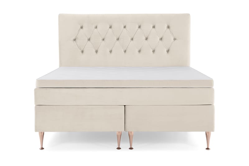 Royal Velvet Komplett Sängpaket 180x200 cm - Beige med höga rosében - Möbler - Säng - Kontinentalsäng