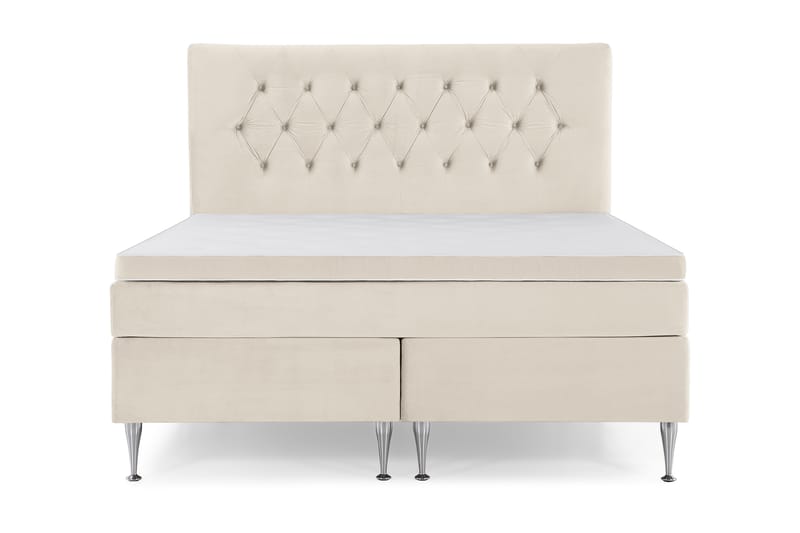 Royal Velvet Komplett Sängpaket 180x200 cm - Beige med höga silverben - Möbler - Säng - Kontinentalsäng