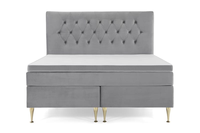 Royal Velvet Komplett Sängpaket 180x200 cm - Ljusgrå med Höga Guldben - Möbler - Säng - Kontinentalsäng