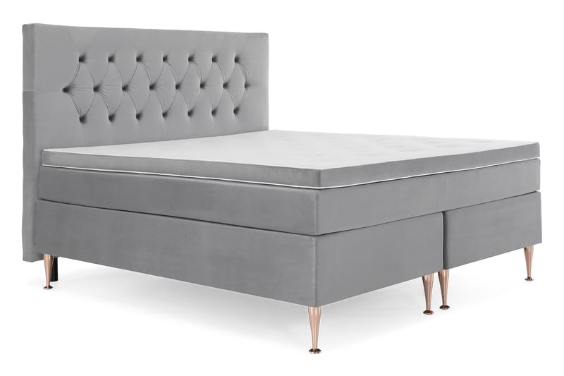 Royal Velvet Komplett Sängpaket 180x200 cm - Ljusgrå med Höga Rosében - Möbler - Säng - Kontinentalsäng