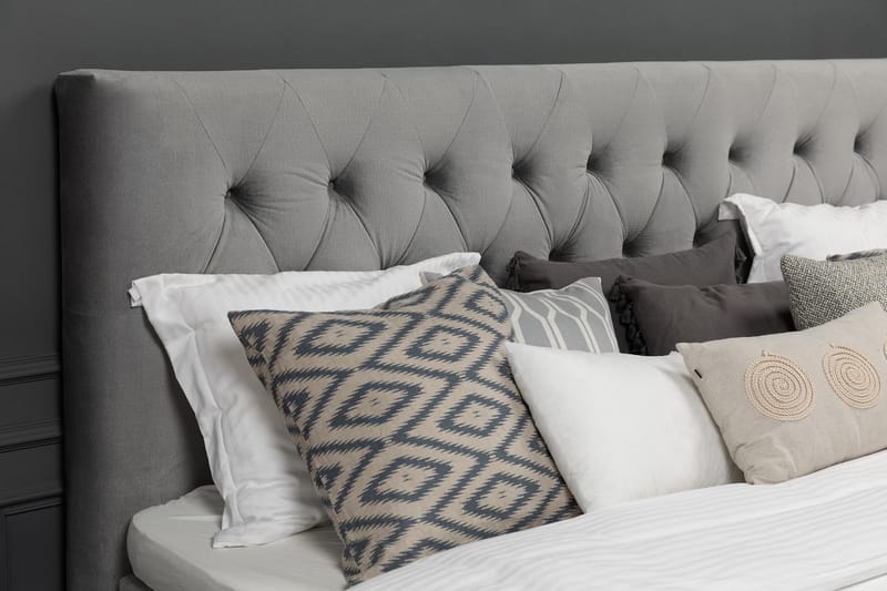 Royal Velvet Komplett Sängpaket 180x200 cm - Ljusgrå med Höga Rosében - Möbler - Säng - Kontinentalsäng