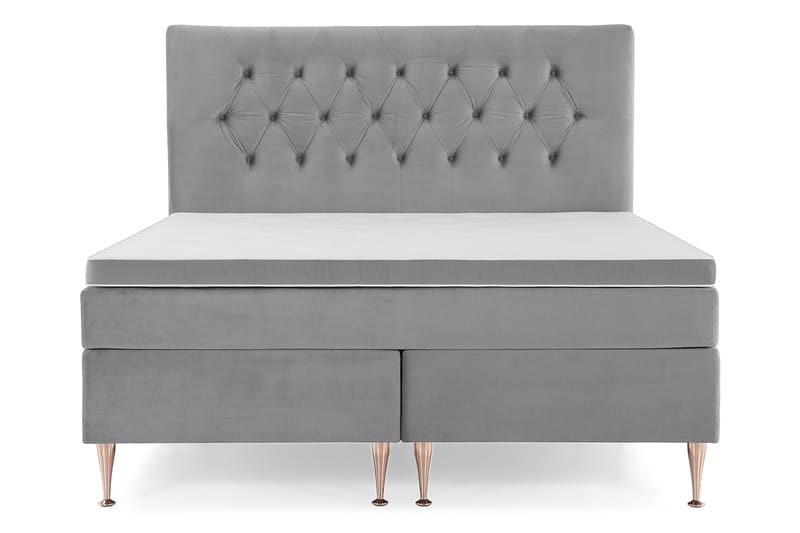 Royal Velvet Komplett Sängpaket 180x200 cm - Ljusgrå med Höga Rosében - Möbler - Säng - Kontinentalsäng