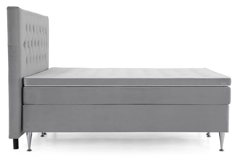 Royal Velvet Komplett Sängpaket 180x200 cm - Ljusgrå med Höga Silverben - Möbler - Säng - Kontinentalsäng