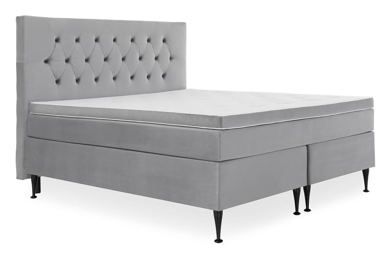 Royal Velvet Komplett Sängpaket 180x200 cm - Ljusgrå med Höga Svarta Ben - Möbler - Säng - Komplett sängpaket