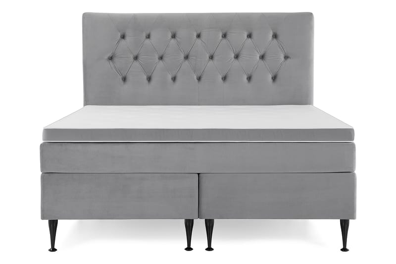 Royal Velvet Komplett Sängpaket 180x200 cm - Ljusgrå med Höga Svarta Ben - Möbler - Säng - Komplett sängpaket
