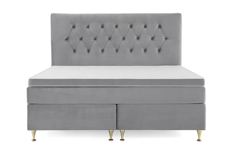 Royal Velvet Komplett Sängpaket 180x200 cm - Ljusgrå med Låga Guldben - Möbler - Säng - Komplett sängpaket