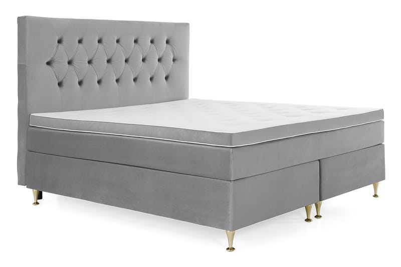 Royal Velvet Komplett Sängpaket 180x200 cm - Ljusgrå med Låga Guldben - Möbler - Säng - Komplett sängpaket