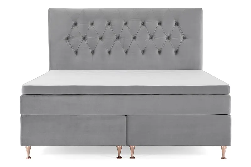 Royal Velvet Komplett Sängpaket 180x200 cm - Ljusgrå med Låga Rosében - Möbler - Säng - Kontinentalsäng