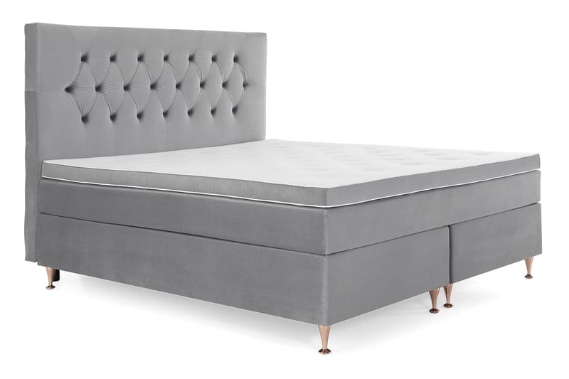 Royal Velvet Komplett Sängpaket 180x200 cm - Ljusgrå med Låga Rosében - Möbler - Säng - Kontinentalsäng
