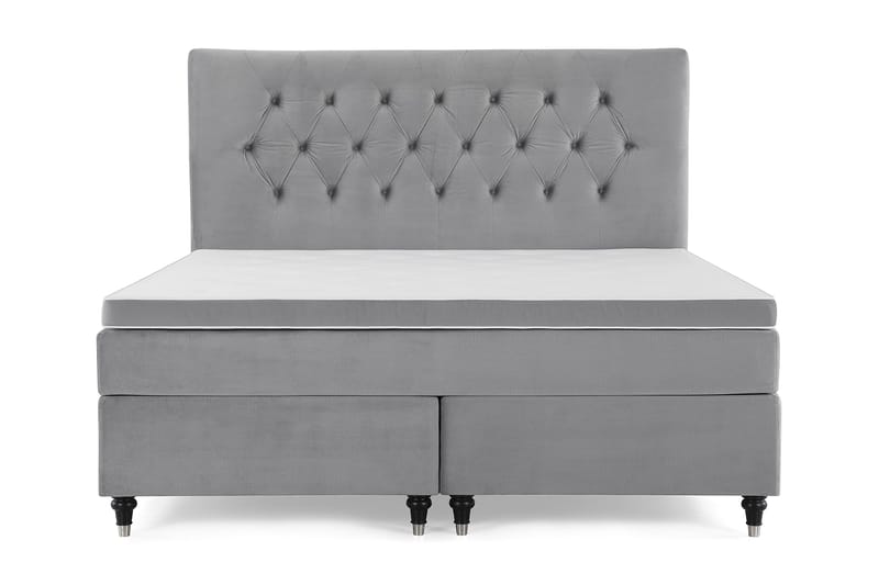Royal Velvet Komplett Sängpaket 180x200 cm - Ljusgrå med Låga Svarvade Ben - Möbler - Säng - Kontinentalsäng