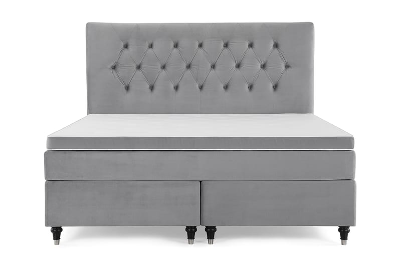Royal Velvet Komplett Sängpaket 180x200 cm - Ljusgrå med Låga Svarvade Ben - Möbler - Säng - Komplett sängpaket