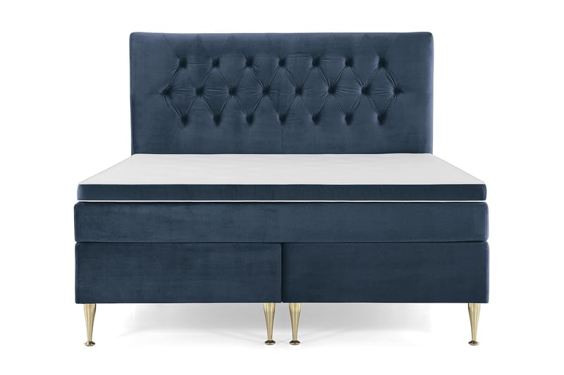 Royal Velvet Komplett Sängpaket 180x200 cm - Mörkblå med Höga Guldben - Möbler - Säng - Komplett sängpaket