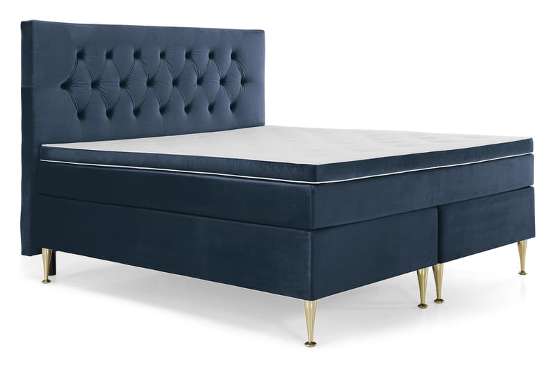 Royal Velvet Komplett Sängpaket 180x200 cm - Mörkblå med Höga Guldben - Möbler - Säng - Komplett sängpaket