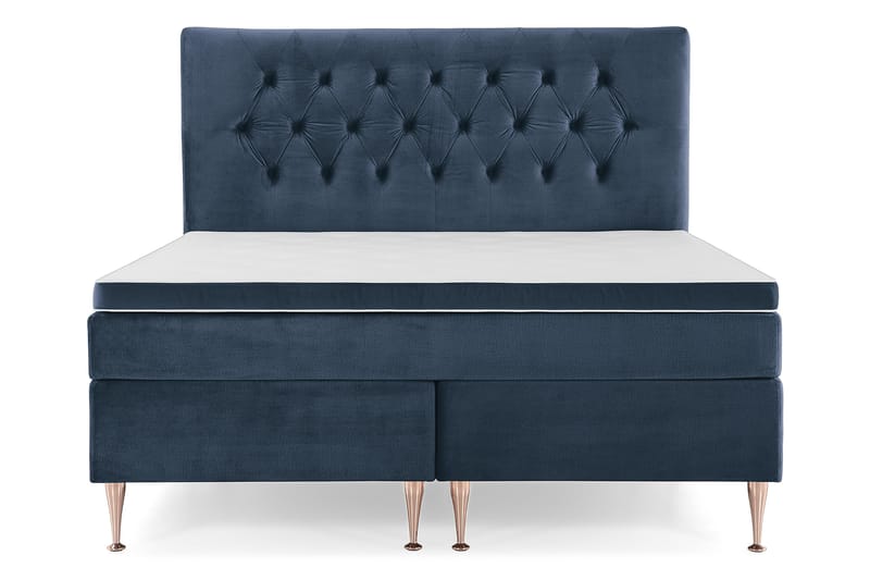 Royal Velvet Komplett Sängpaket 180x200 cm - Mörkblå med Höga Rosében - Möbler - Säng - Komplett sängpaket