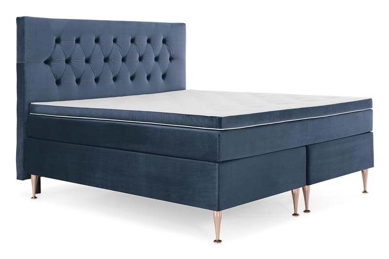 Royal Velvet Komplett Sängpaket 180x200 cm - Mörkblå med Höga Rosében - Möbler - Säng - Komplett sängpaket