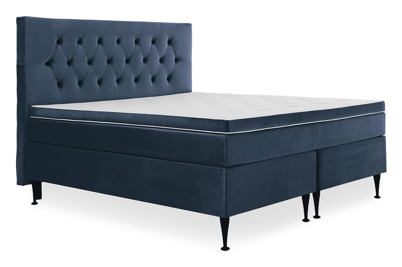Royal Velvet Komplett Sängpaket 180x200 cm - Mörkblå med Höga Svarta Ben - Möbler - Säng - Kontinentalsäng