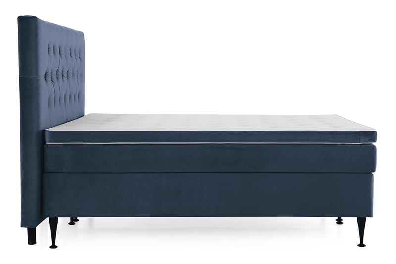 Royal Velvet Komplett Sängpaket 180x200 cm - Mörkblå med Höga Svarta Ben - Möbler - Säng - Kontinentalsäng