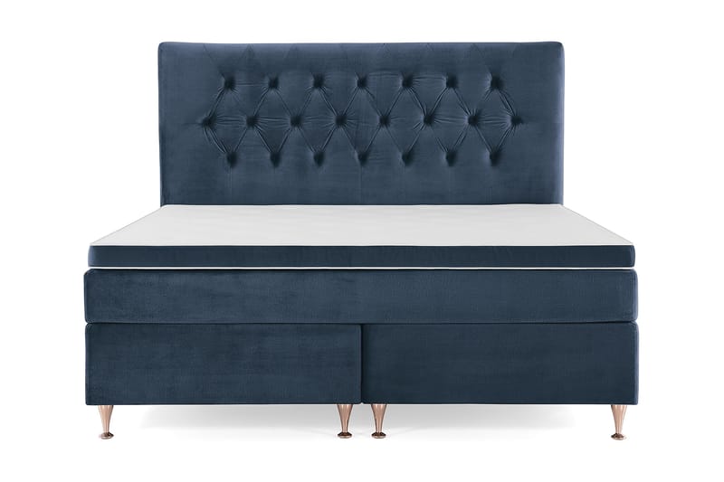 Royal Velvet Komplett Sängpaket 180x200 cm - Mörkblå med Låga Rosében - Möbler - Säng - Komplett sängpaket
