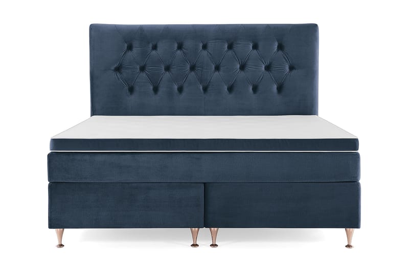 Royal Velvet Komplett Sängpaket 180x200 cm, Mörkblå med Låga Rosében