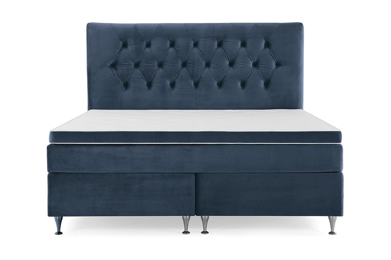 Royal Velvet Komplett Sängpaket 180x200 cm, Mörkblå med Låga Silverben