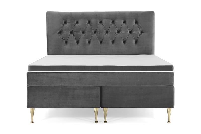 Royal Velvet Komplett Sängpaket 180x200 cm - Mörkgrå med Höga Guldben - Möbler - Säng - Komplett sängpaket
