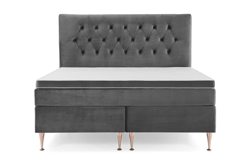 Royal Velvet Komplett Sängpaket 180x200 cm - Mörkgrå med Höga Rosében - Möbler - Säng - Komplett sängpaket