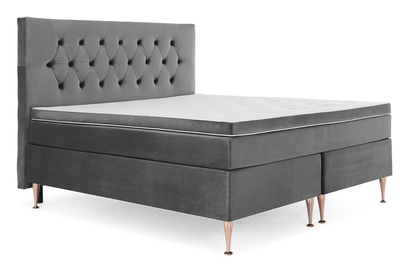 Royal Velvet Komplett Sängpaket 180x200 cm - Mörkgrå med Höga Rosében - Möbler - Säng - Komplett sängpaket