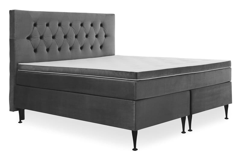 Royal Velvet Komplett Sängpaket 180x200 cm - Mörkgrå med Höga Svarta - Möbler - Säng - Kontinentalsäng