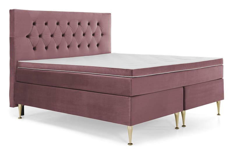 Royal Velvet Komplett Sängpaket 180x200 cm - Rosa med Höga Guldben - Möbler - Säng - Kontinentalsäng