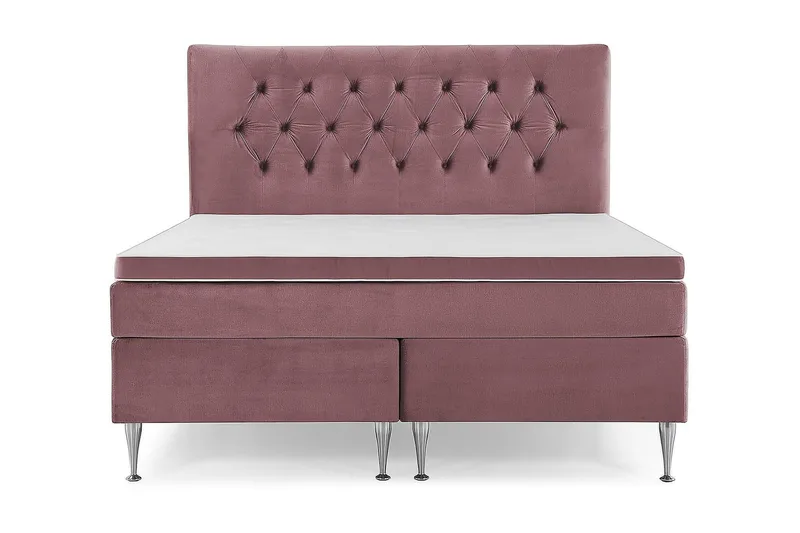 Royal Velvet Komplett Sängpaket 180x200 cm - Rosa med Höga Silverben - Möbler - Säng - Kontinentalsäng