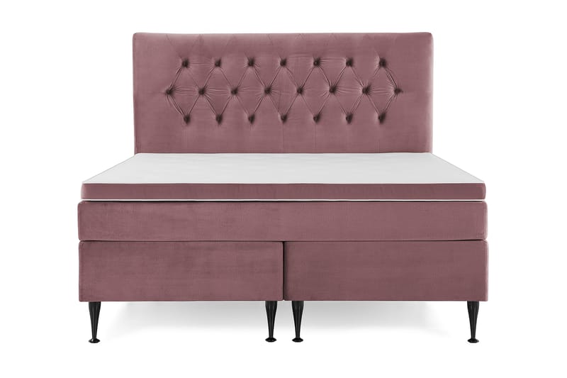 Royal Velvet Komplett Sängpaket 180x200 cm - Rosa med Höga Svarta Ben - Möbler - Säng - Komplett sängpaket