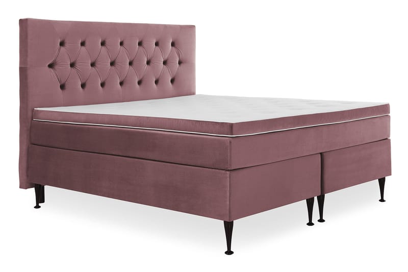 Royal Velvet Komplett Sängpaket 180x200 cm - Rosa med Höga Svarta Ben - Möbler - Säng - Komplett sängpaket