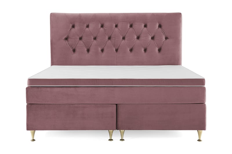Royal Velvet Komplett Sängpaket 180x200 cm - Rosa med Låga Guldben - Möbler - Säng - Komplett sängpaket