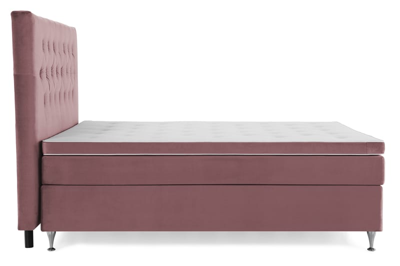 Royal Velvet Komplett Sängpaket 180x200 cm - Rosa med Låga Silverben - Möbler - Säng - Kontinentalsäng
