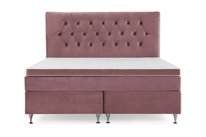 Royal Velvet Komplett Sängpaket 180x200 cm - Rosa med Låga Silverben - Möbler - Säng - Kontinentalsäng