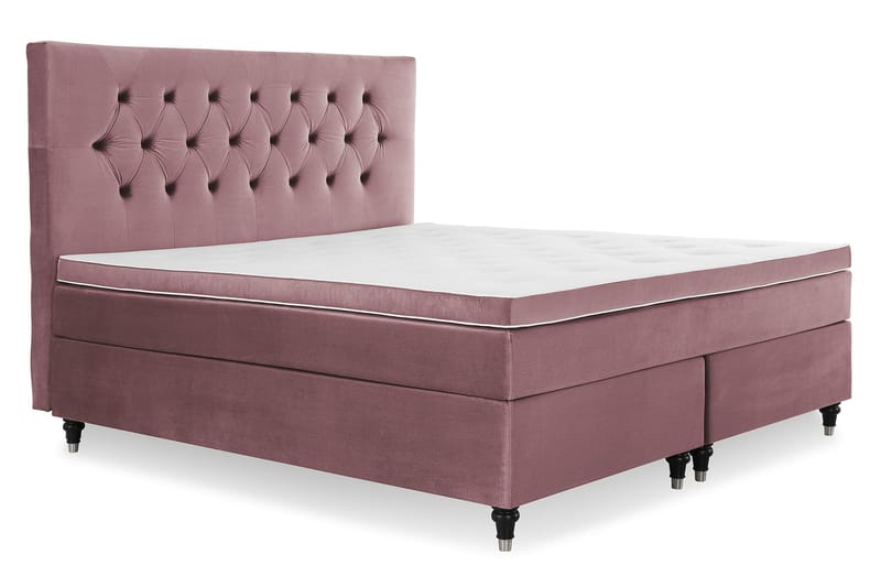 Royal Velvet Komplett Sängpaket 180x200 cm - Rosa med Svarvade ben - Möbler - Säng - Kontinentalsäng