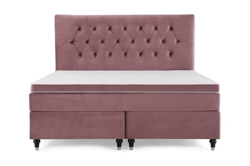 Royal Velvet Komplett Sängpaket 180x200 cm - Rosa med Svarvade ben - Möbler - Säng - Kontinentalsäng