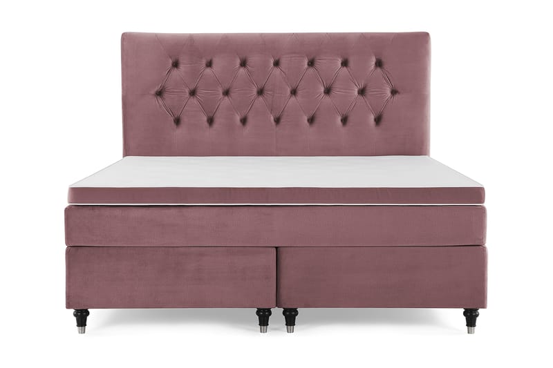 Royal Velvet Komplett Sängpaket 180x200 cm - Rosa med Svarvade ben - Möbler - Säng - Komplett sängpaket