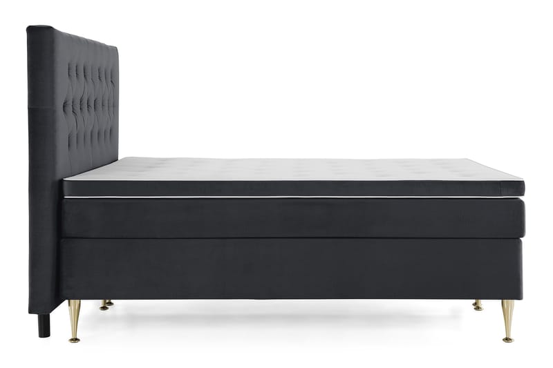Royal Velvet Komplett Sängpaket 180x200 cm - Svart med Höga Guldben - Möbler - Säng - Kontinentalsäng