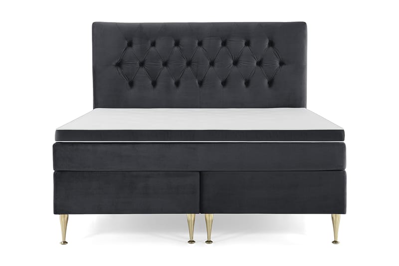 Royal Velvet Komplett Sängpaket 180x200 cm - Svart med Höga Guldben - Möbler - Säng - Kontinentalsäng